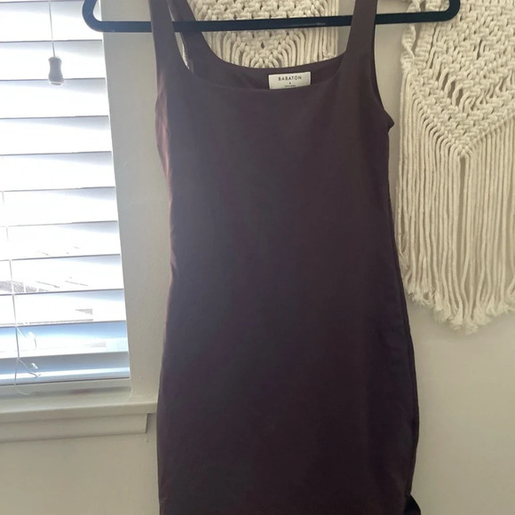 Aritzia Babaton Sculpt Knit Squareneck Mini Dress Mocha Brown - Picture 3 of 9